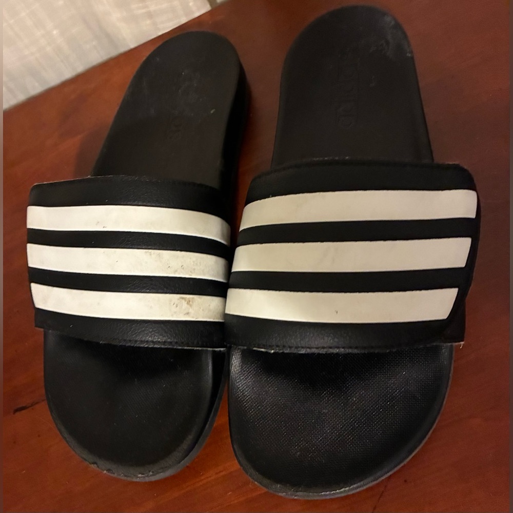 adidas Black and White Slide Sandals